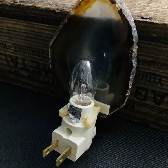 Vintage Sliced Natural Agate Geode Unicorn Light - Picture 9 of 9